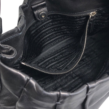 PRADA 三角形標誌單肩包 Hobobag 黑色復古 bs6gm7