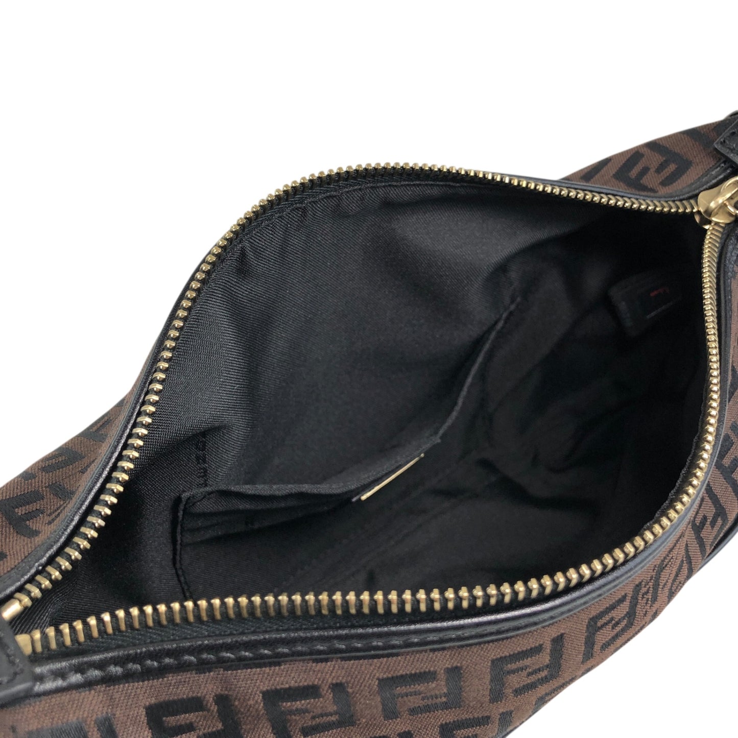 FENDI Zucchino Logo Charm Handbag Hobobag Brown Vintage fhfygp