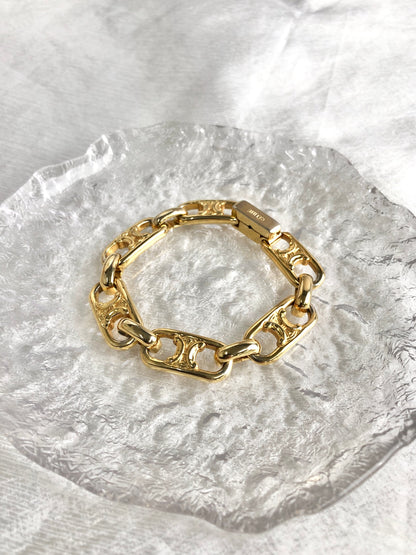 CELINE Blason Bracelet Gold Vintage ukpt55