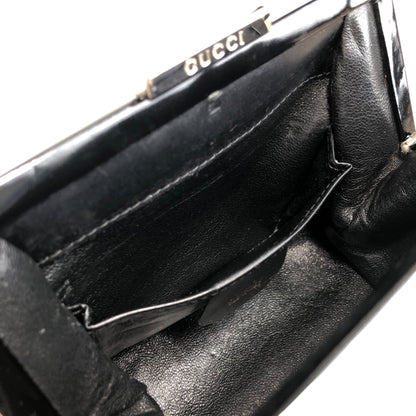 GUCCI Metal Clasp Handbag Black Vintage izypkv