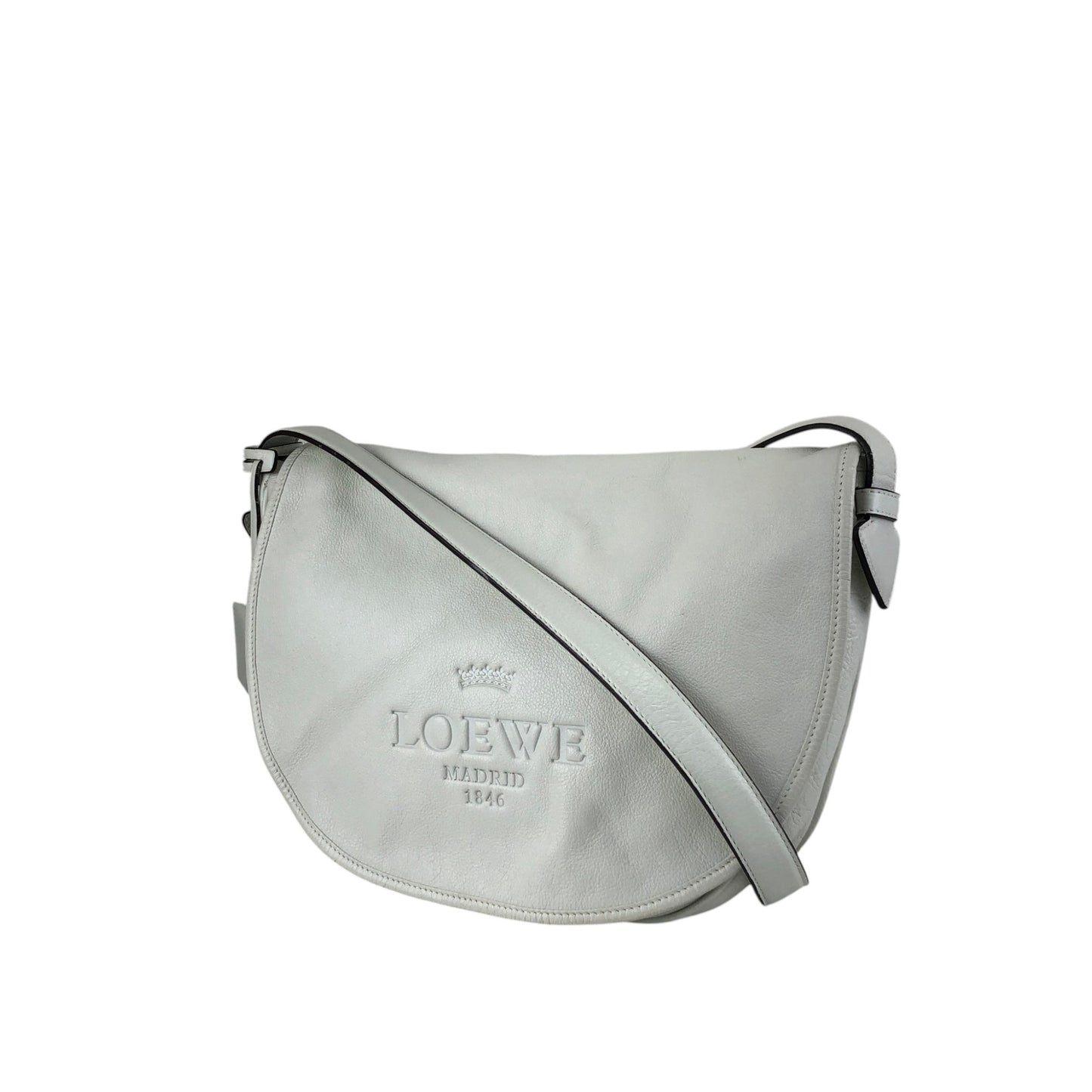 LOEWE Logo Embossed Shoulder bag White Vintage zpjrde