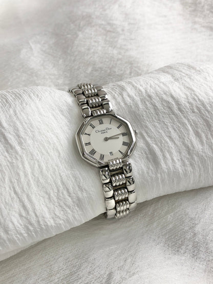 Christian Dior Octagon Watch Silver Vintage ygwbm8
