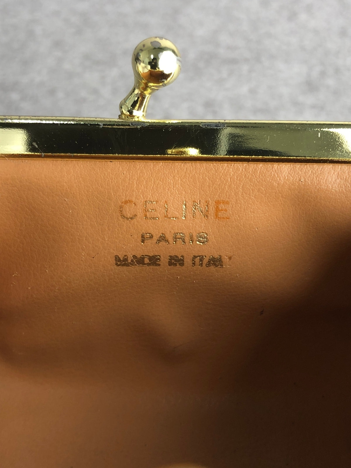 CELINE Macadam Blason Metal Clasp Coin Purse Brown Vintage m4dt4w