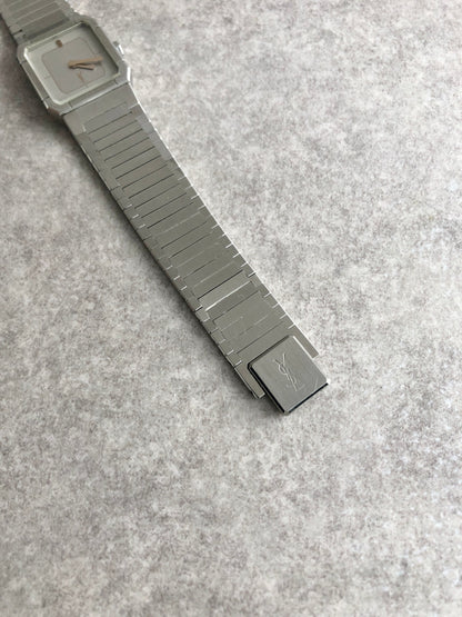 Yves Saint Laurent YSL Logo Watch Silver 4-108019TA Vintage pg8xvz
