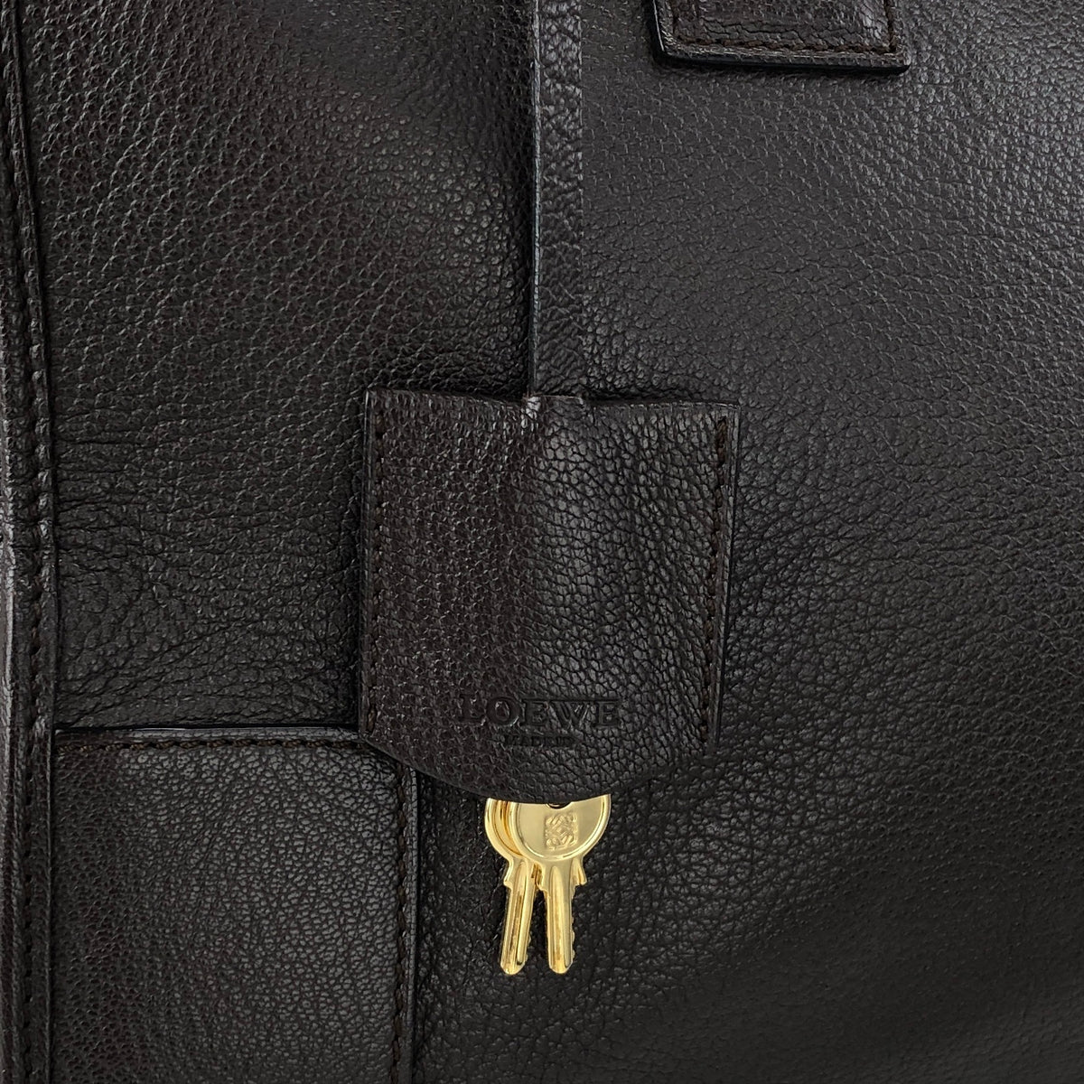 LOEWE Amazona36 Anagram Handbag Boston bag Dark Brown Vintage ihmrwb
