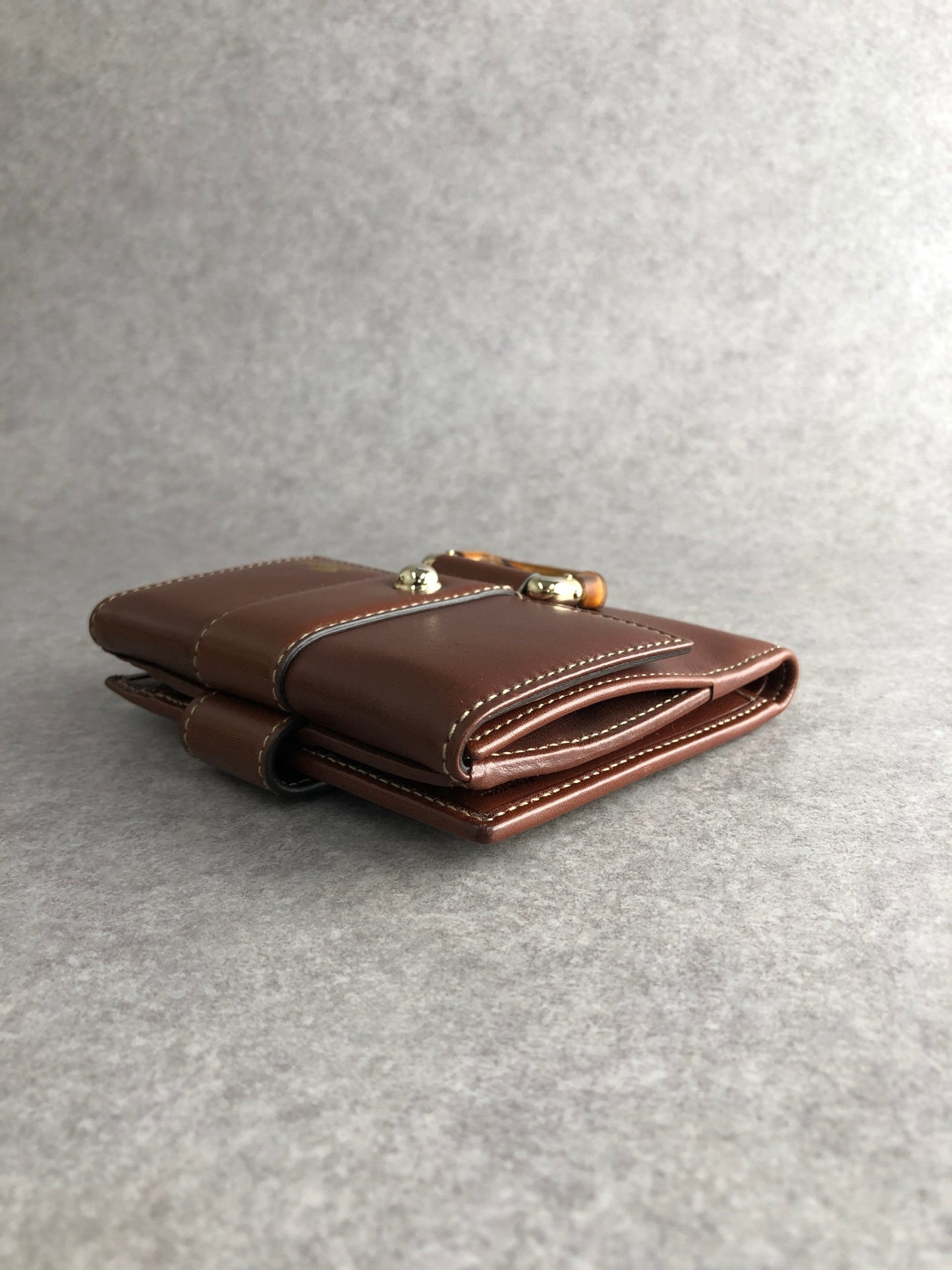 GUCCI Bamboo Folded Wallet Brown Vintage nduszv