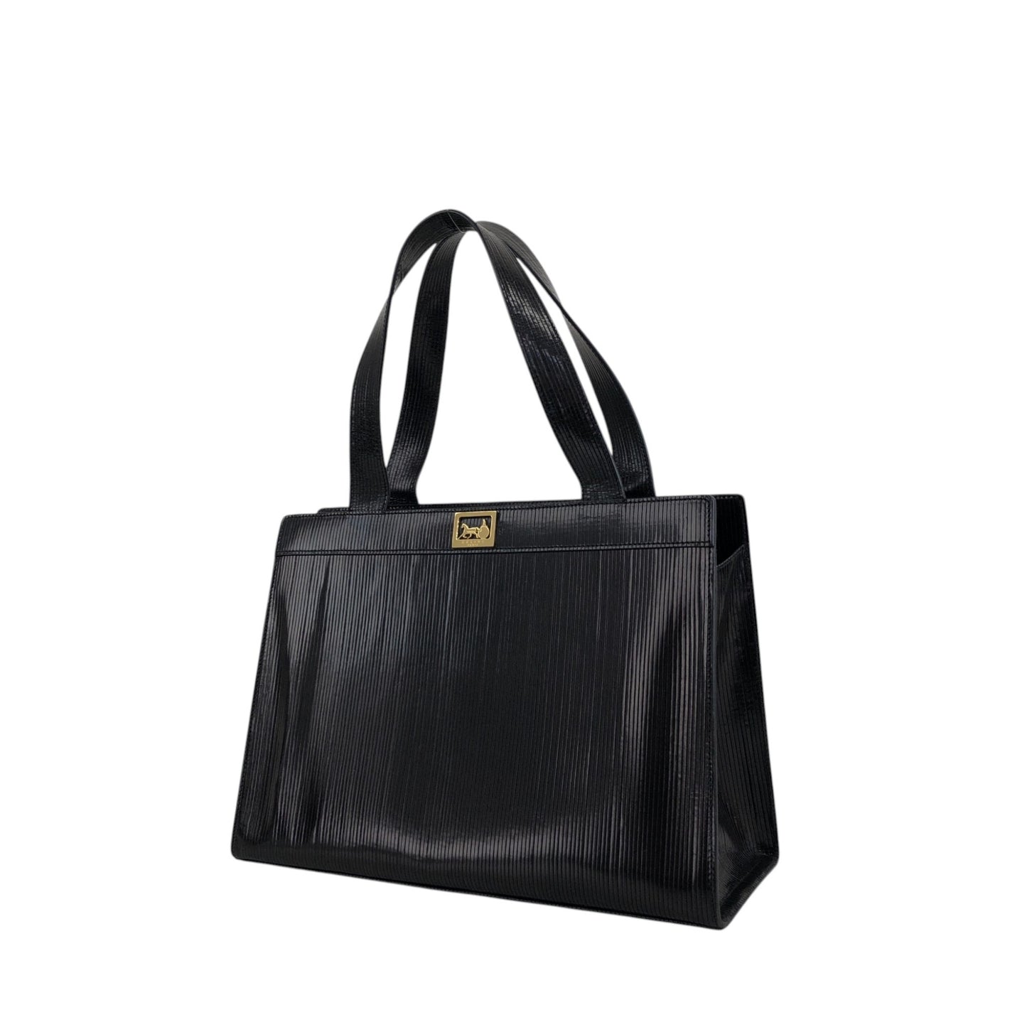CELINE Horse Carriage Two-way Handbag Shoulder bag Black Vintage 3v3pu8