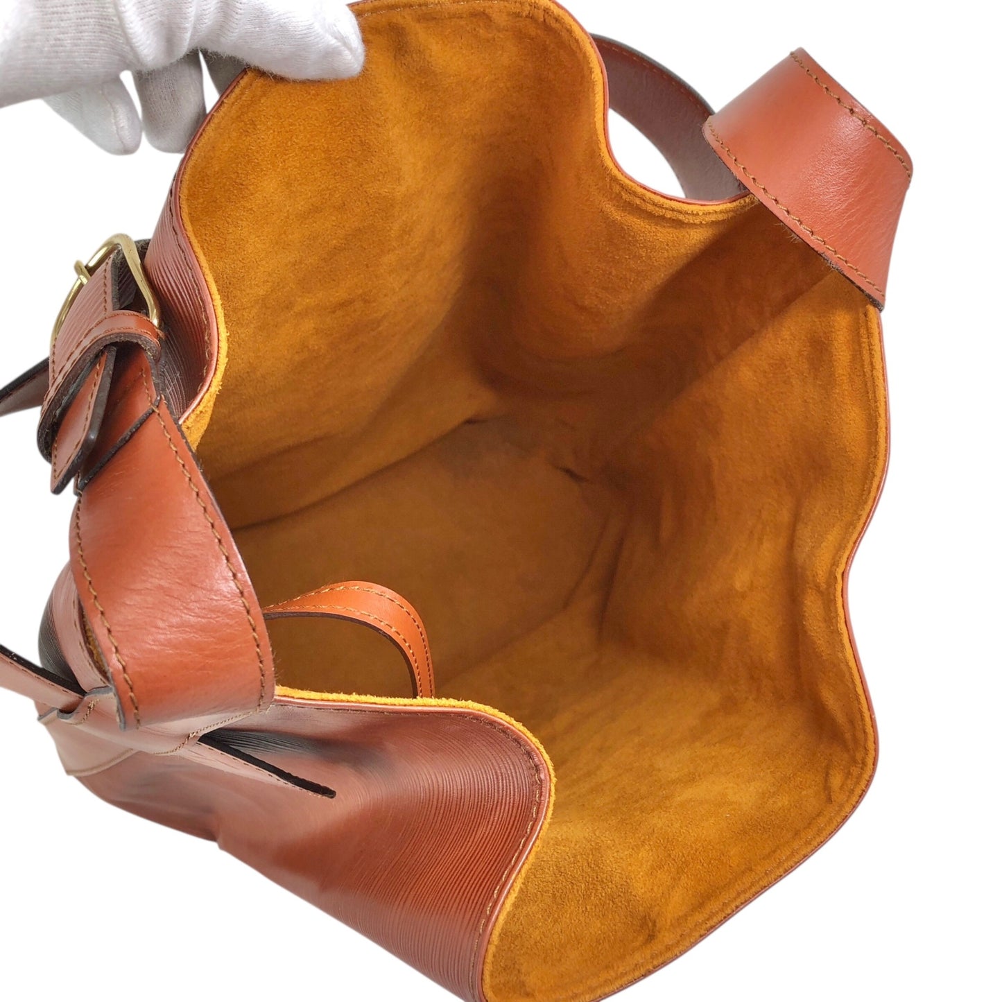 LOUIS VUITTON Epi Drawstring Shoulder bag Brown Vintage 7sxwmb