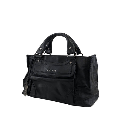 CELINE Horse Carriage Logo Handbag Black Vintage v5s4uu