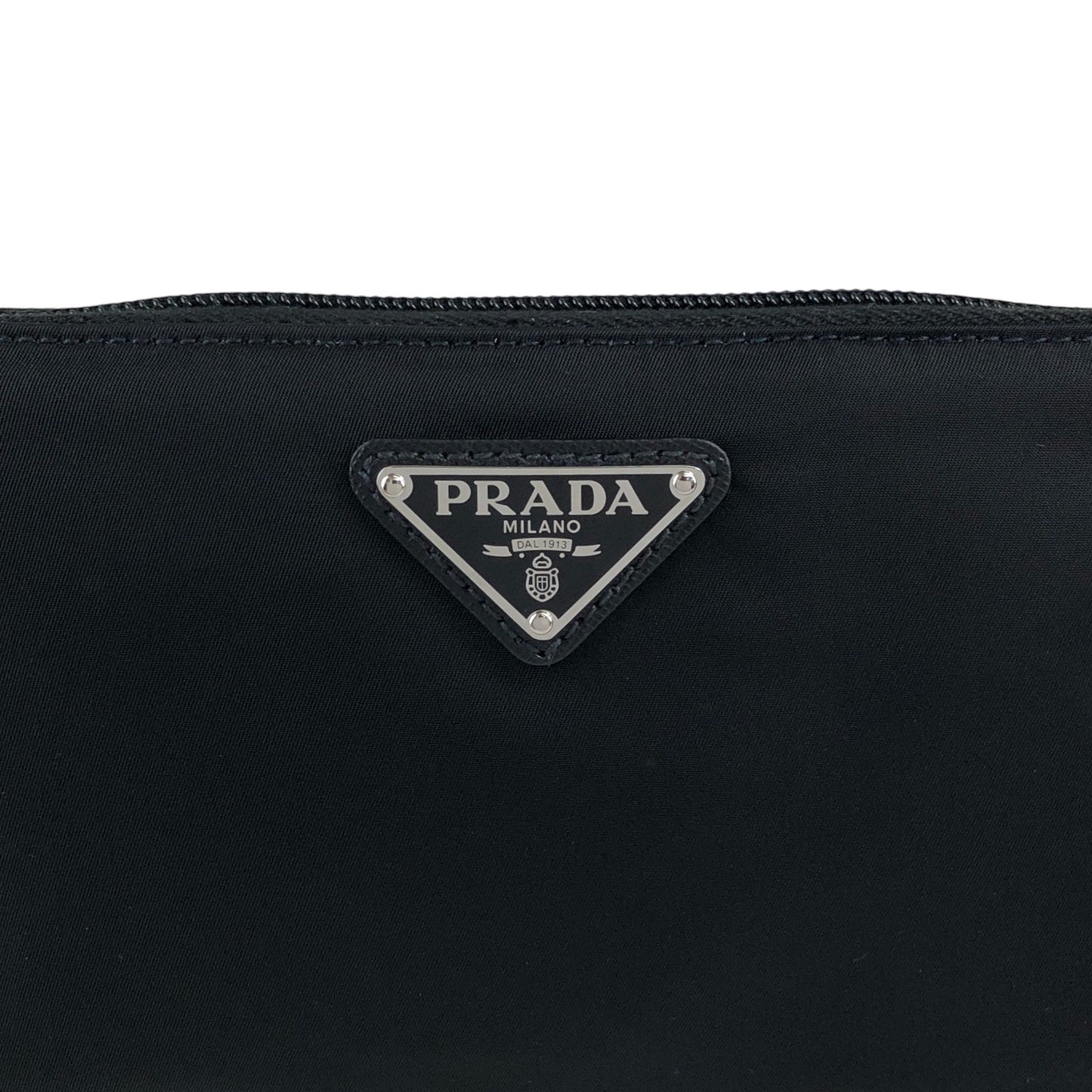 PRADA Tessuto Triangle Logo Handbag  Pouch Black Vintage wc2wgs