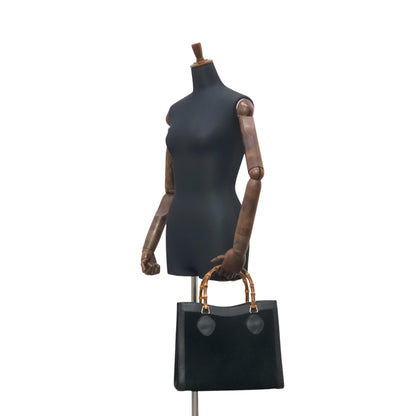 GUCCI Bamboo Handbag Black Vintage ujswe3