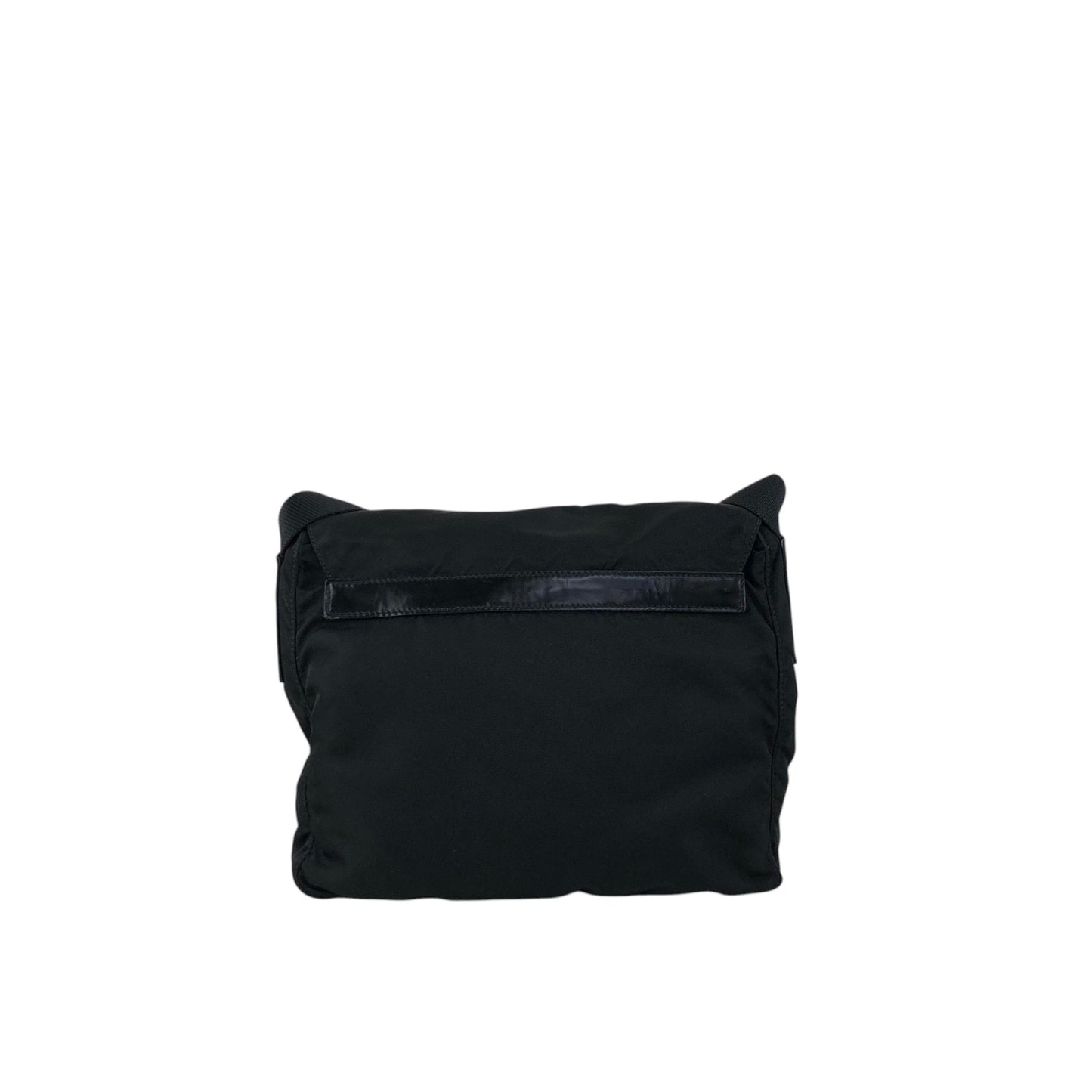 PRADA Tessuto Triangle Logo Front Buckle Shoulder bag Black Vintage d42ma2
