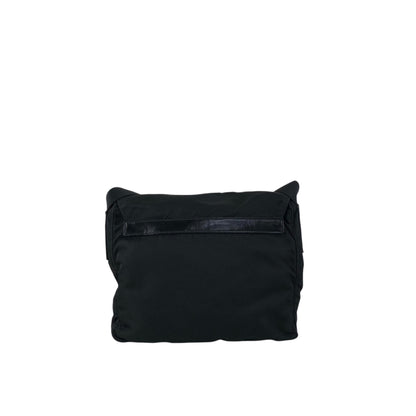 PRADA Tessuto Triangle Logo Front Buckle Shoulder bag Black Vintage d42ma2