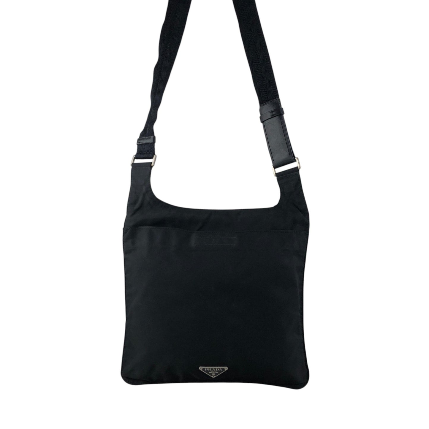 PRADA Tessuto Triangle Logo Shoulder bag Black Vintage h7a6s3
