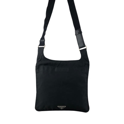 PRADA Tessuto Triangle Logo Shoulder bag Black Vintage h7a6s3