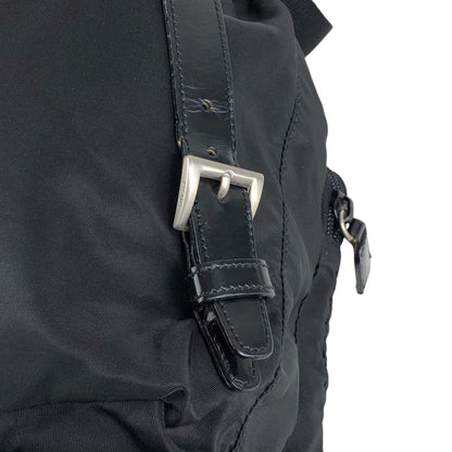 PRADA Tessuto Triangle Logo Double Pocket Backpack Black Vintage msvumv