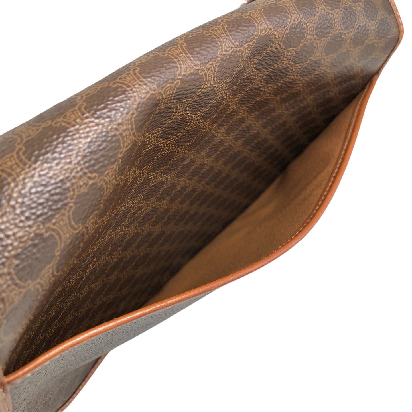 CELINE Macadam Blason Flap Shoulder bag Brown Vintage kv7fz3