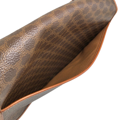 CELINE Macadam Blason Flap Shoulder bag Brown Vintage kv7fz3