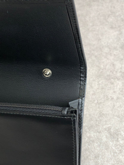 LOEWE Logo Embossed Shoulder Wallet Black Vintage yhs4zc