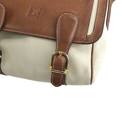 CELINE Blason Shoulder bag White×Brown Vintage ue3evj