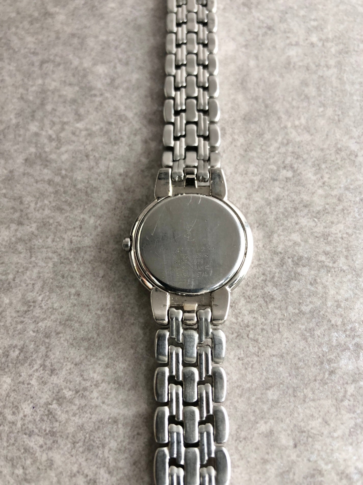 Yves Saint Laurent YSL Logo Watch Silver Vintage cibzk8