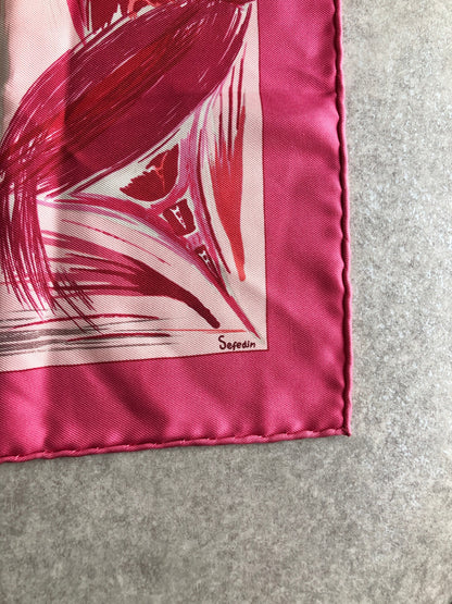 HERMES SILK Scarf Pink Vintage dmp2j5