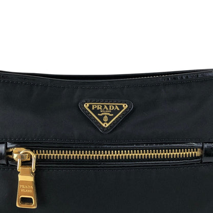 PRADA Tessuto Triangle Logo Small Handbag Black Vintage 6tgg77