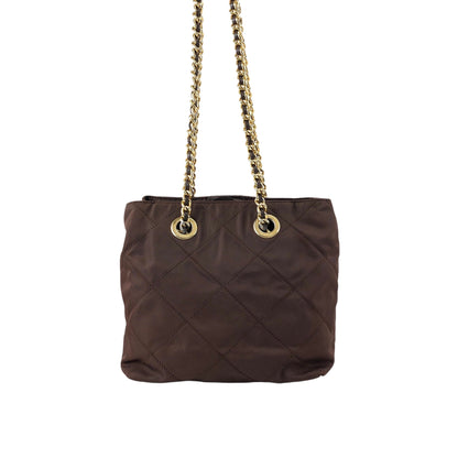 PRADA Triangle Logo Chain Shoulder bag Brown Vintage da3gbv