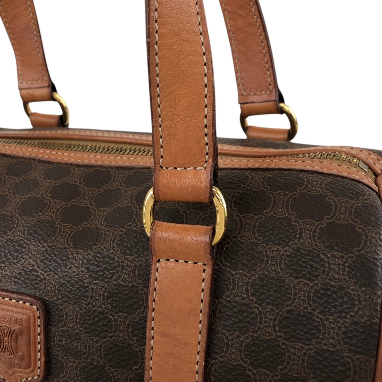 CELINE Macadam Blason Handbag Brown Vintage 3wk4bc