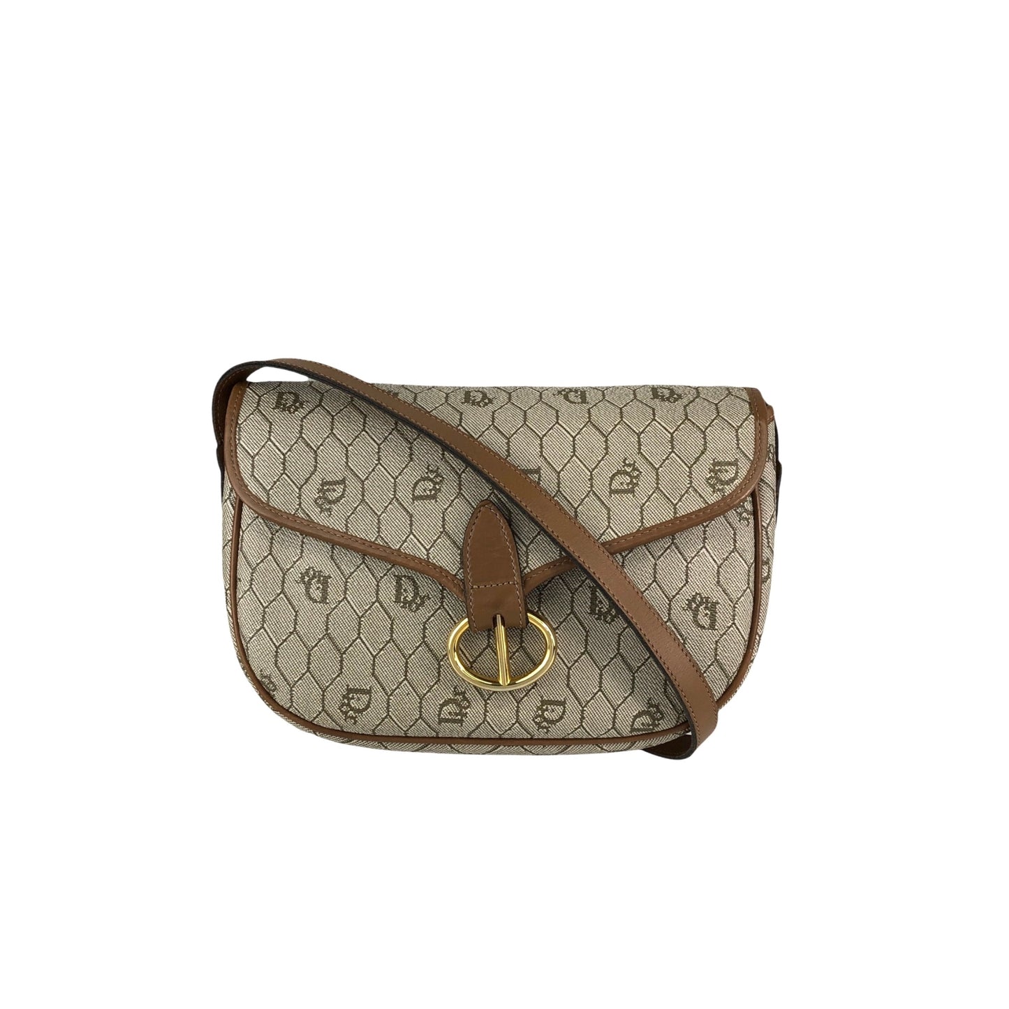Christian Dior Honeycomb Pattern Shoulder bag Beige Vintage wvwdbt
