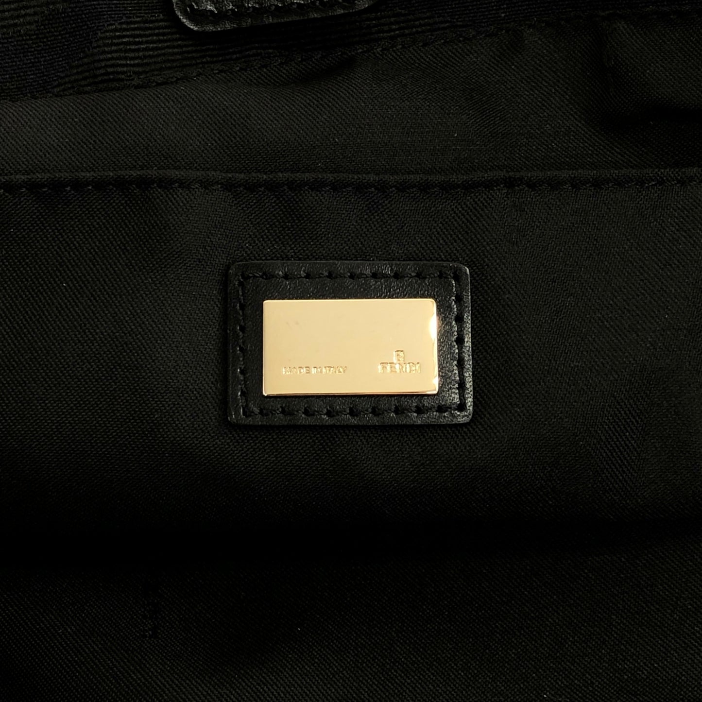 FENDI Logo Charm Handbag Totebag Black Vintage sgtpj5