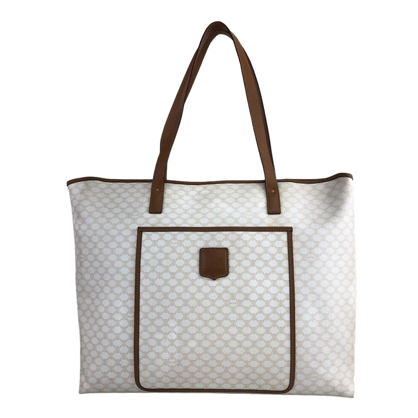 CELINE Macadam Blason Handbag Totebag White Vintage vpjb2y