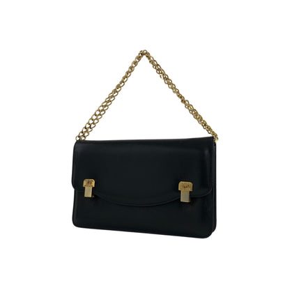 CELINE Triomphe Chain Shoulder bag Black Vintage fhwkwk