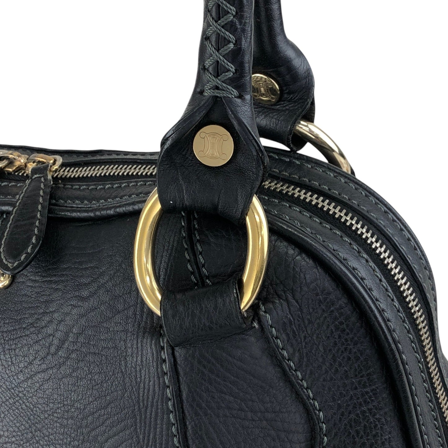 CELINE Logo Small Boston bag Handbag Black Vintage gh4sw6