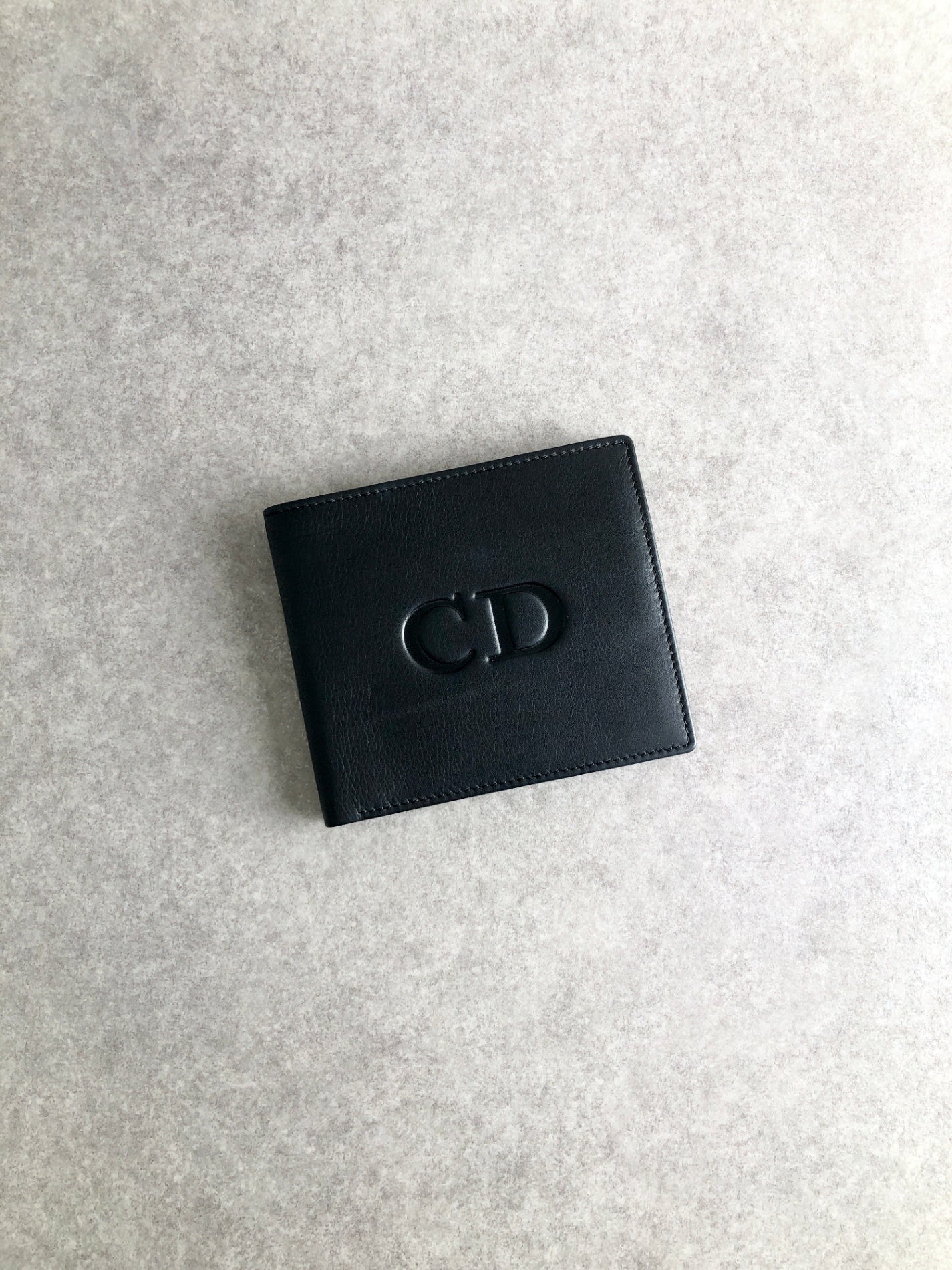 Christian Dior CD Logo Embossed Folded Wallet Black Vintage 7ctetb