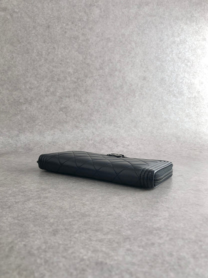 CHANEL Coco Mark Long Wallet Black Vintage 7y7jzs