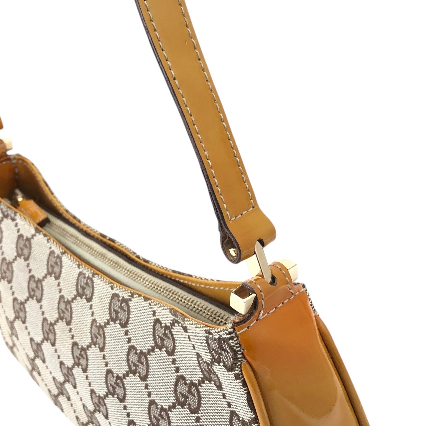 GUCCI GG Canvas Handbag Hobobag Brown Vintage ywkjbz