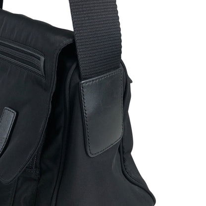 PRADA Triangle Logo Front Buckle Shoulder bag Black Vintage b2kema