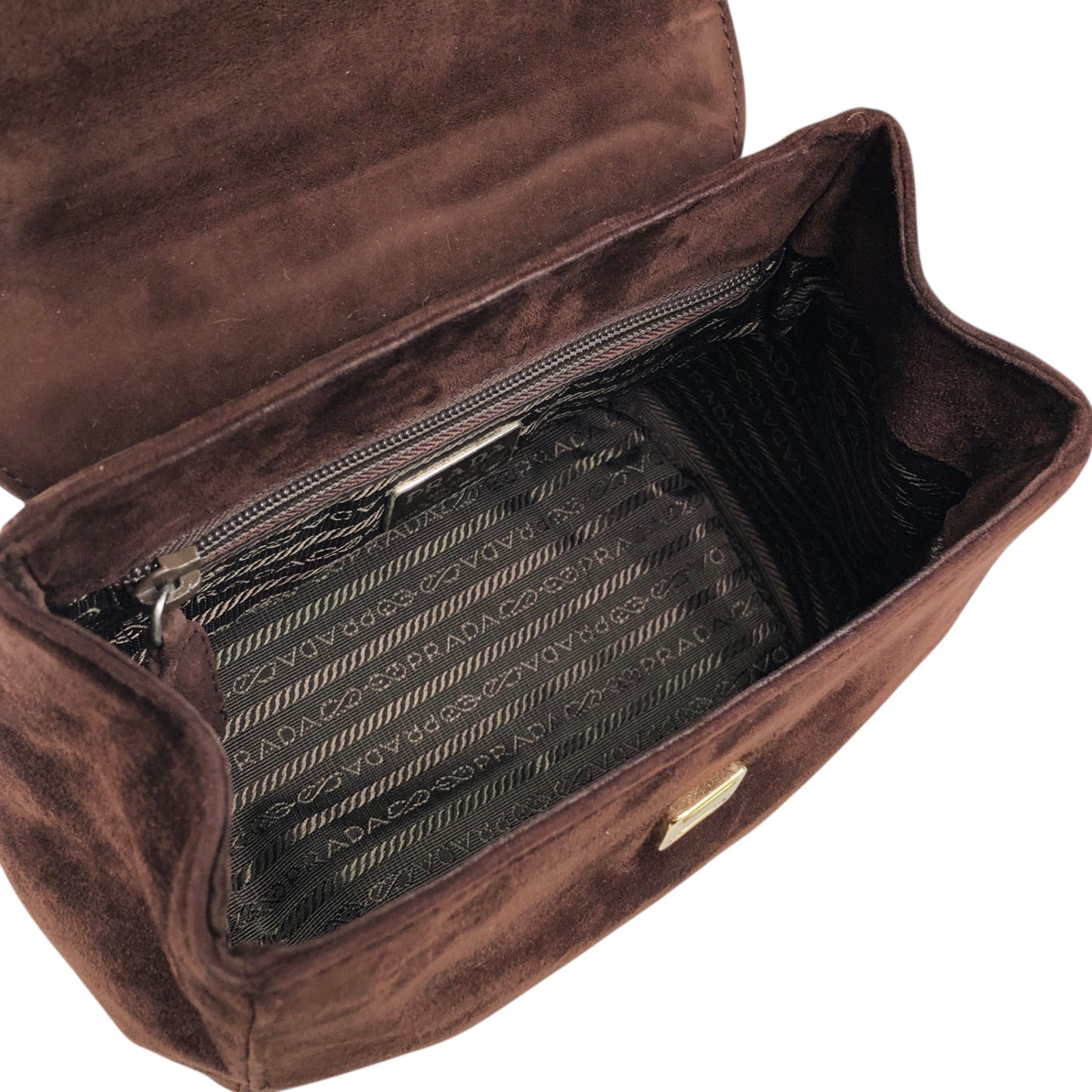 PRADA Logo Handbag Brown Vintage 8st8tj