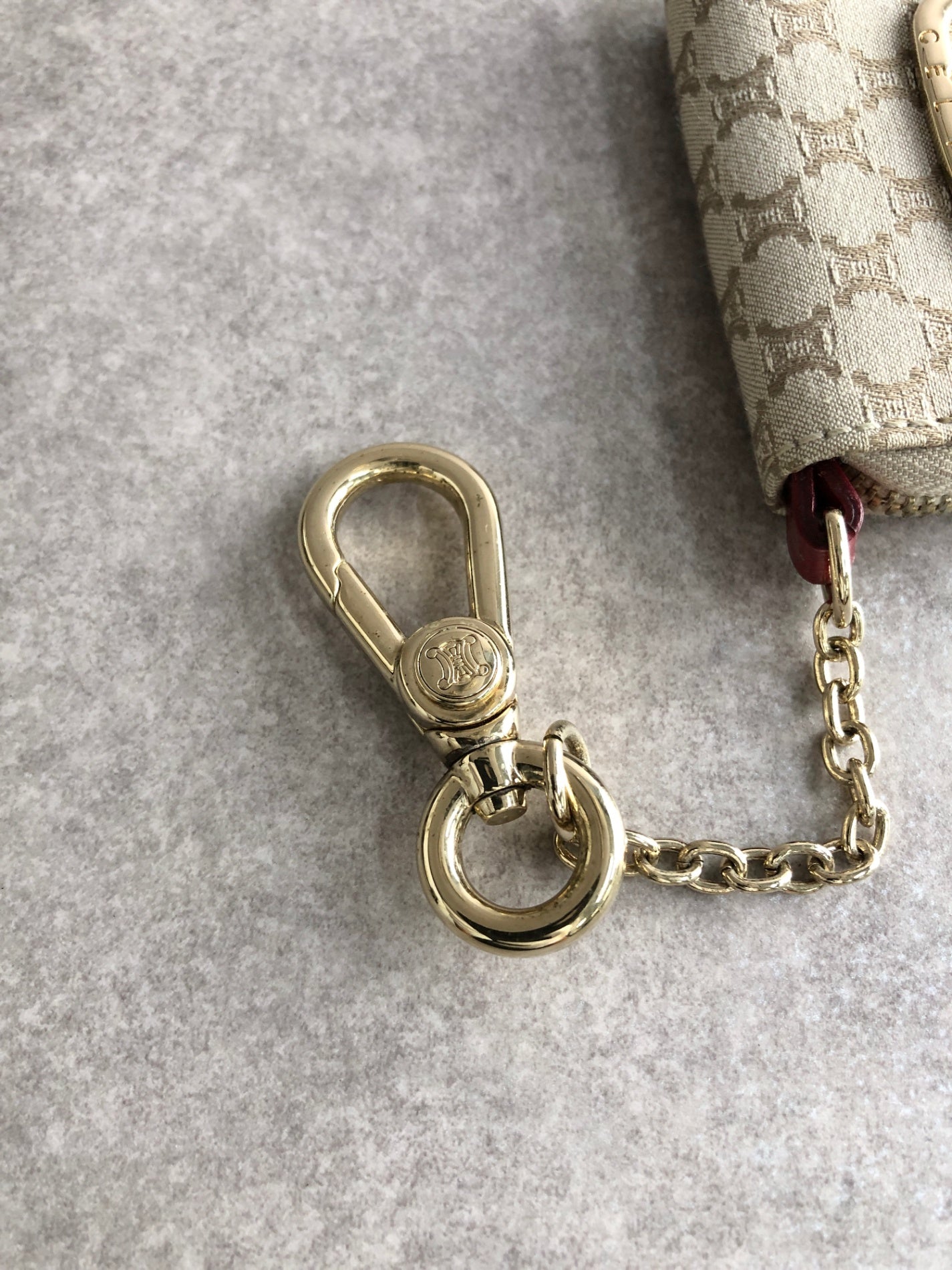 CELINE Triomphe Blason Coin Purse Beige Vintage nrkpks