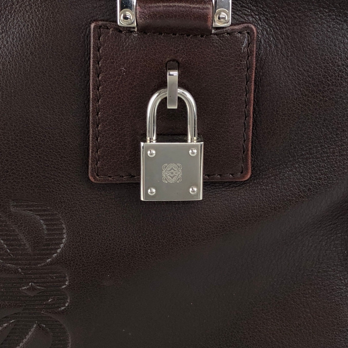 LOEWE Amazona Anagram Small Boston bag Handbag Brown Vintage mc3mx6