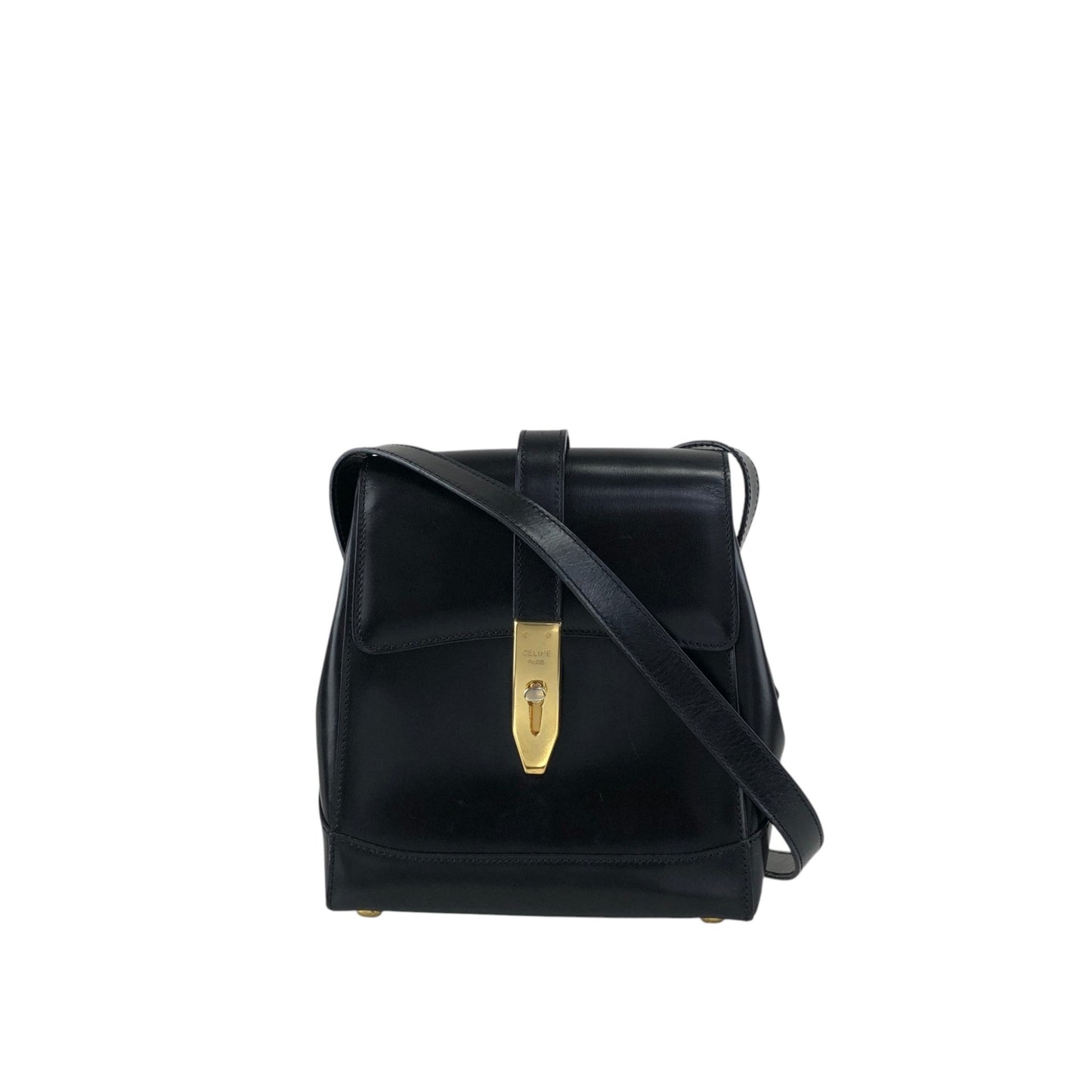 CELINE Turn Lock Small Shoulder bag Black Vintage gn73rb