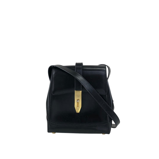 CELINE Turn Lock Small Shoulder bag Black Vintage gn73rb