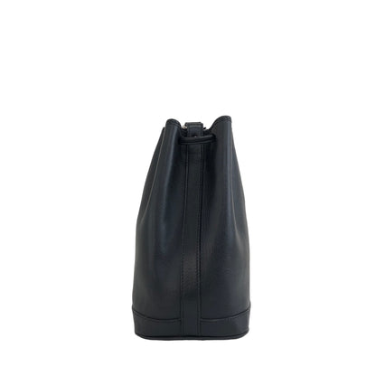 CELINE 標誌皮革抽繩肩背包黑色復古 ny8ngc 
