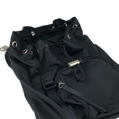 PRADA Tessuto Triangle Logo Front Buckle Backpack Black Vintage ynp78c