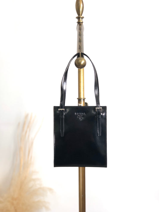 PRADA Logo Small Handbag Black Vintage t6yjus
