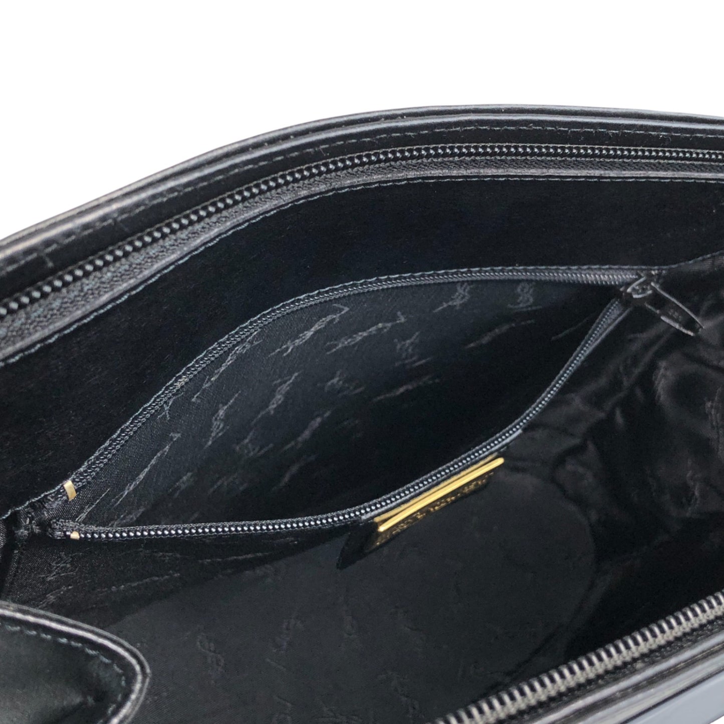 Yves Saint Laurent Logo Handbag Totebag Black Vintage hwe52c