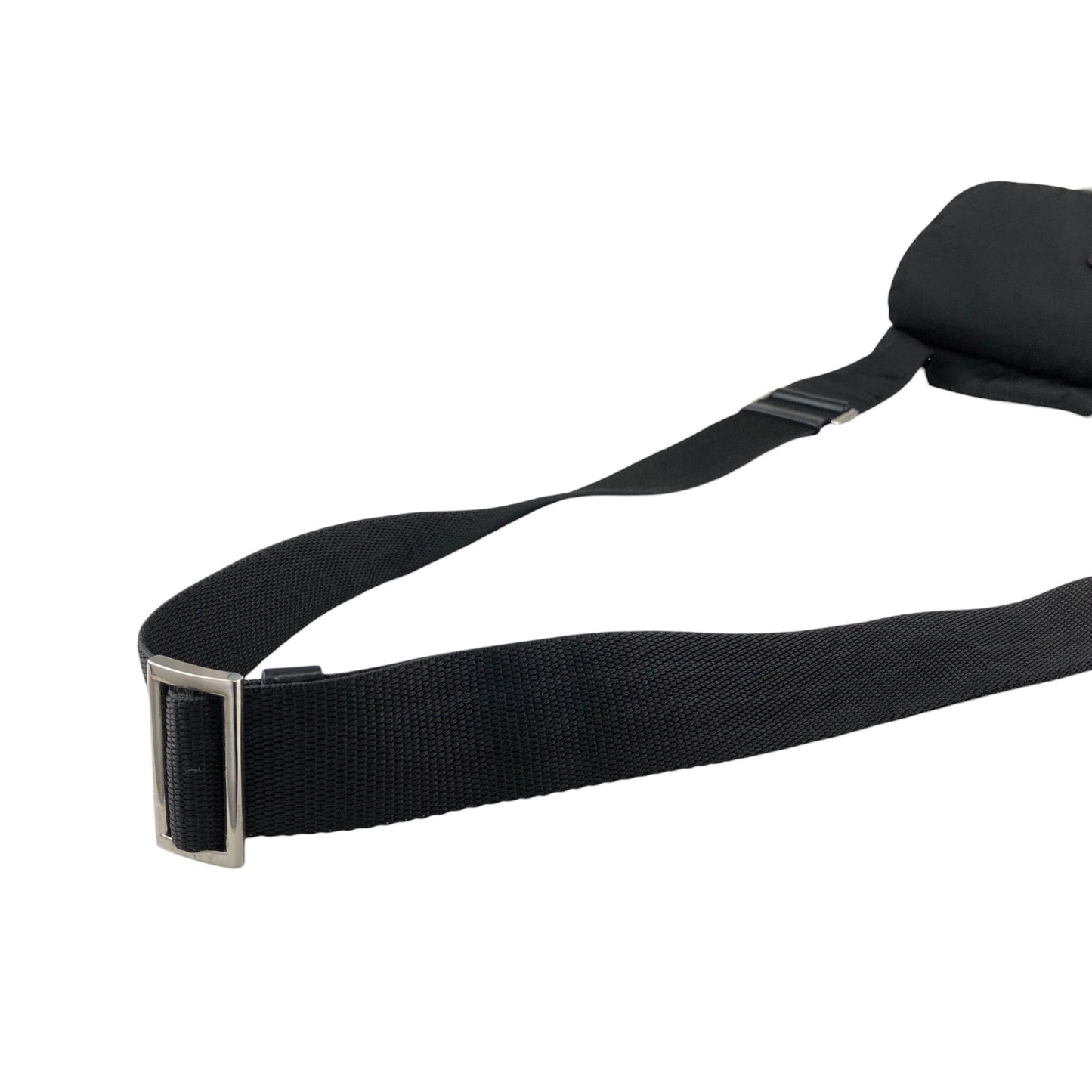 PRADA Tessuto Triangle Logo Front Buckle Shoulder bag Black Vintage mkij8a