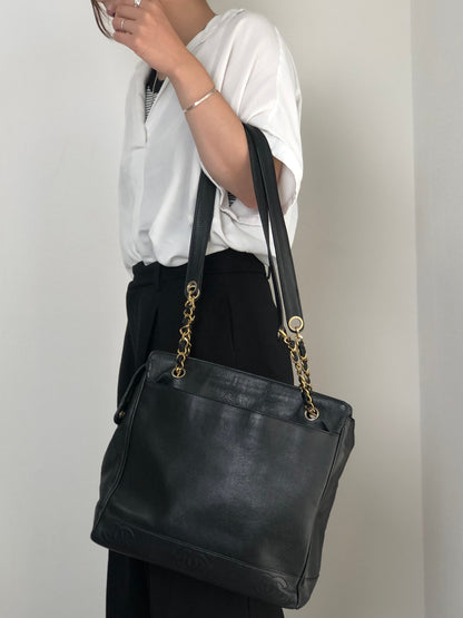 CHANEL Coco Mark Chain Shoulder bag Black Vintage gph8sd