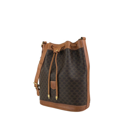 CELINE Macadam Blason Drawstring Shoulder bag Brown Vintage s6mkjn